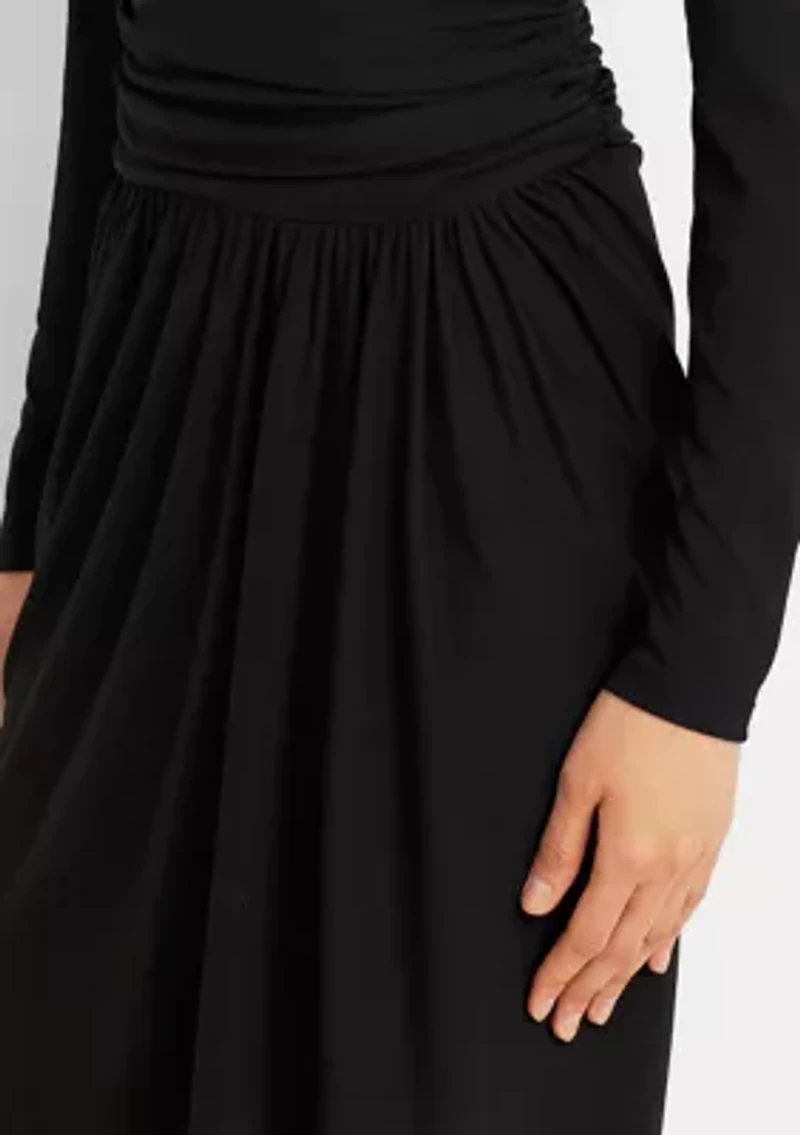 Ruched Stretch Jersey Surplice Dress