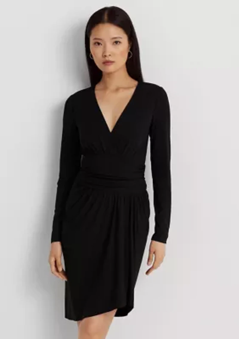 Ruched Stretch Jersey Surplice Dress
