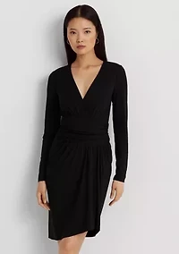 Ruched Stretch Jersey Surplice Dress