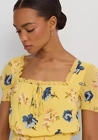 Floral Georgette Puff Sleeve Midi Dress