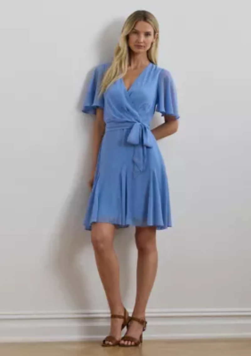Women's Crinkle Georgette Surplice Dress