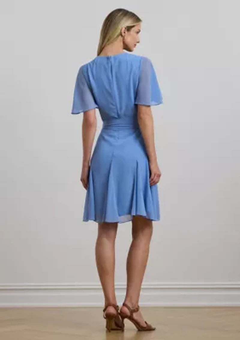 Women's Crinkle Georgette Surplice Dress