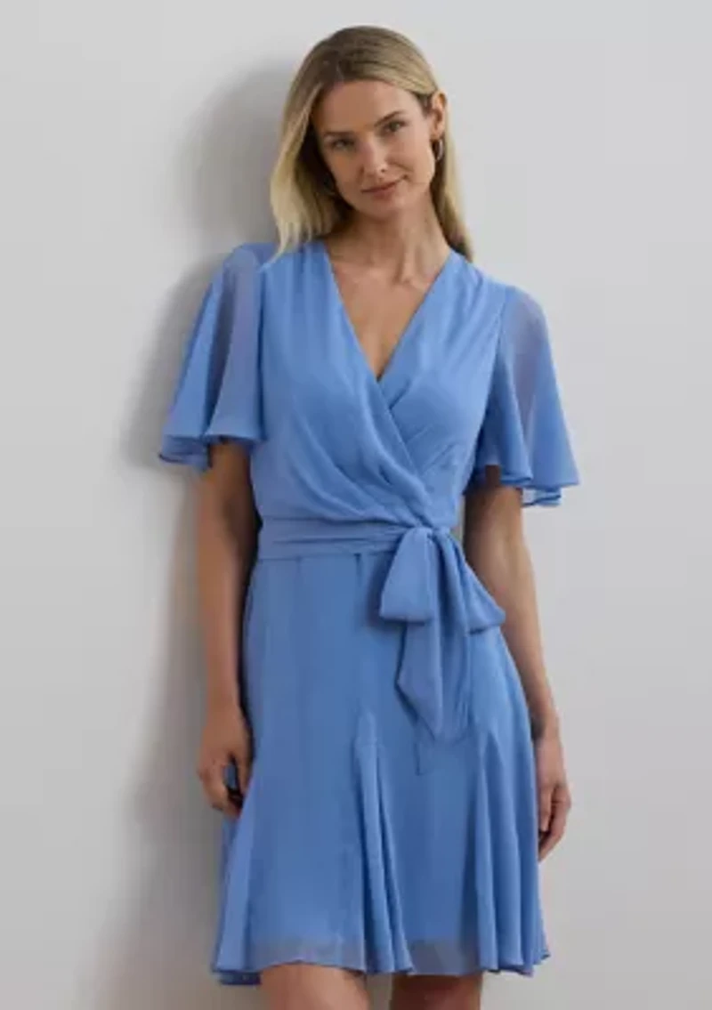 Women's Crinkle Georgette Surplice Dress