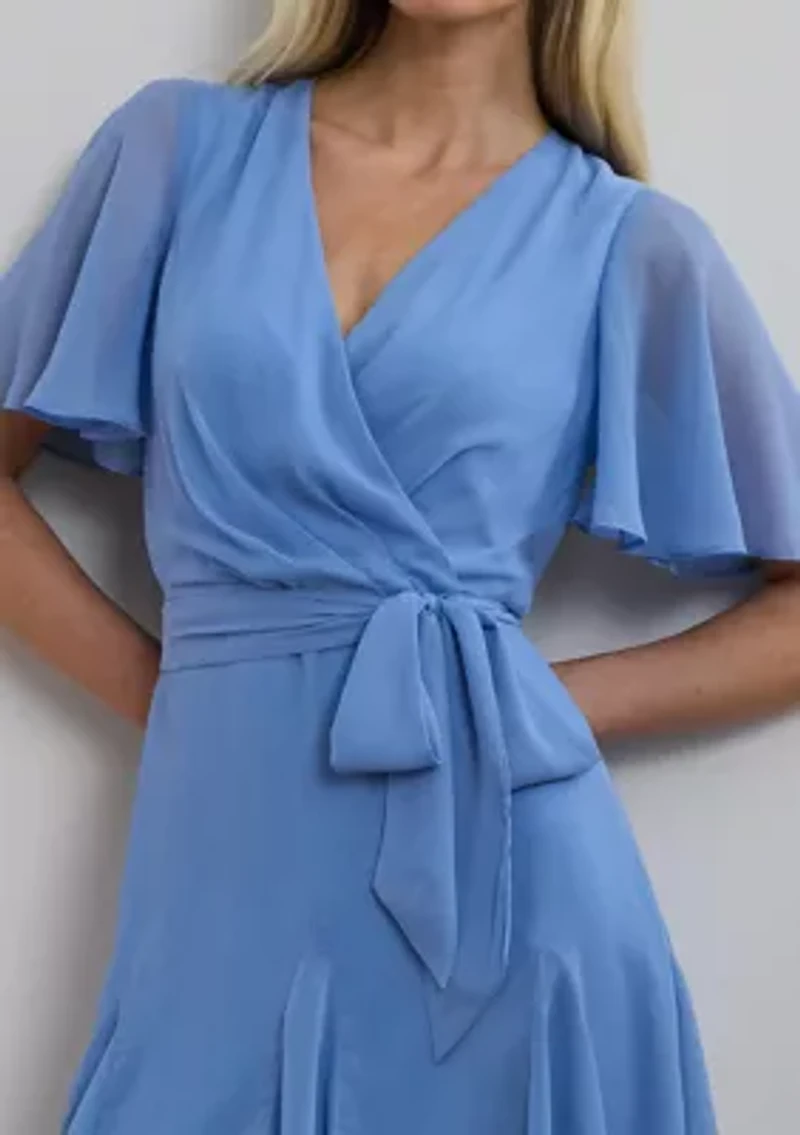 Women's Crinkle Georgette Surplice Dress