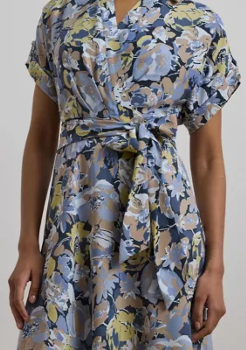 Women's Floral Belted Crepe Dress