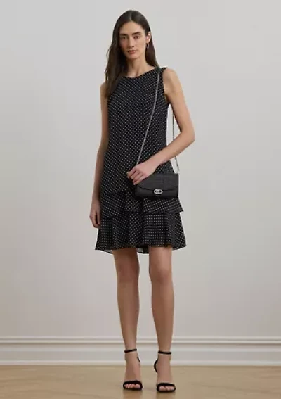 Polka Dot Crinkle Georgette Shift Dress