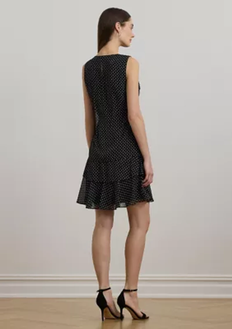 Polka Dot Crinkle Georgette Shift Dress
