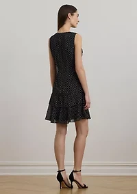 Polka Dot Crinkle Georgette Shift Dress