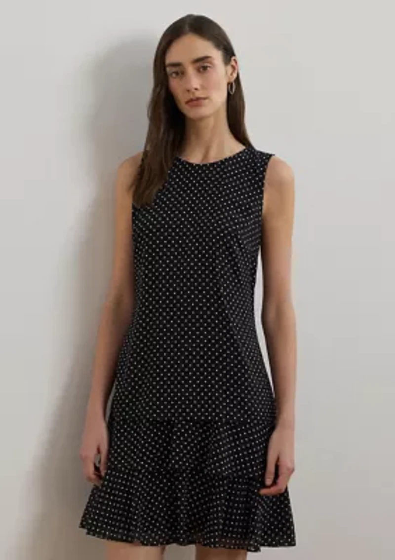 Polka Dot Crinkle Georgette Shift Dress