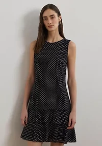 Polka Dot Crinkle Georgette Shift Dress