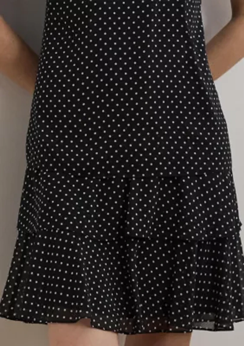 Polka Dot Crinkle Georgette Shift Dress