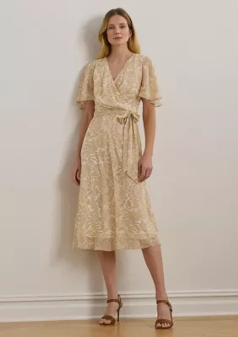 Floral Belted Crinkle Georgette Dress