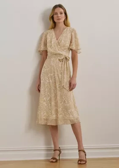 Floral Belted Crinkle Georgette Dress