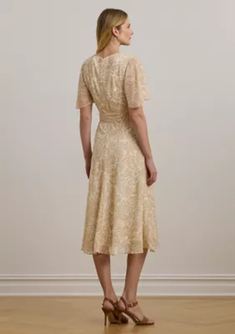 Floral Belted Crinkle Georgette Dress