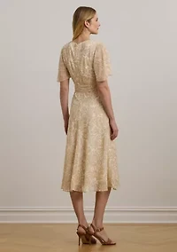 Floral Belted Crinkle Georgette Dress
