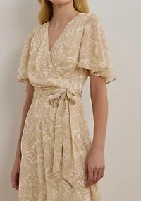 Floral Belted Crinkle Georgette Dress