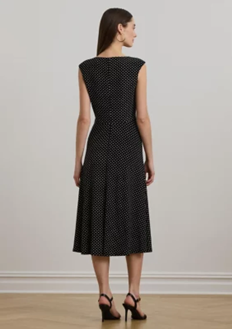 Polka Dot Twist-Front Jersey Dress