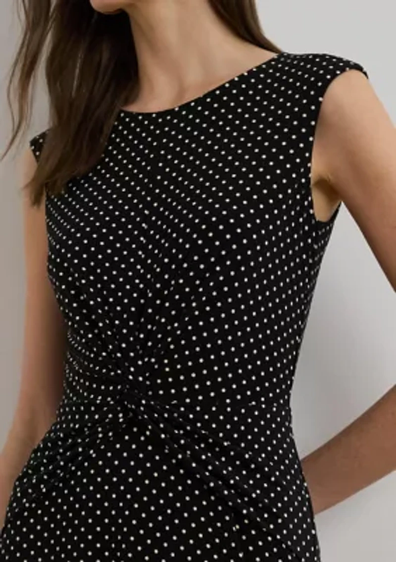Polka Dot Twist-Front Jersey Dress
