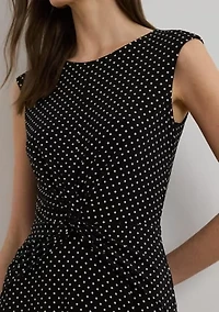 Polka Dot Twist-Front Jersey Dress