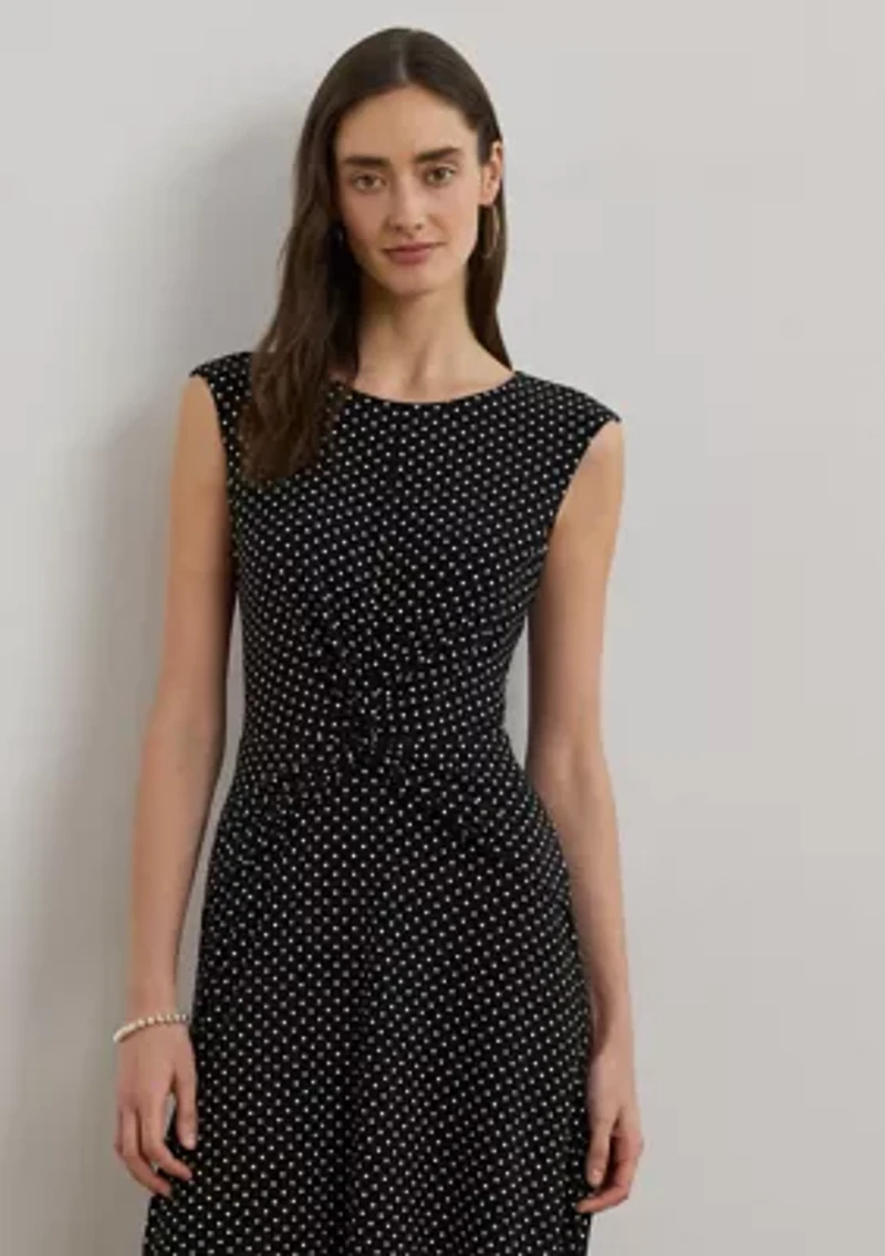 Polka Dot Twist-Front Jersey Dress
