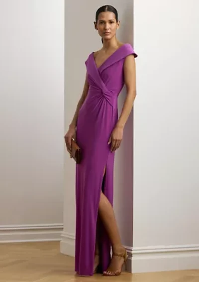 Jersey Off the Shoulder Gown