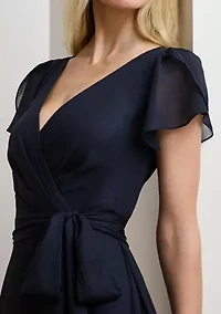 Women's Ruffle-Trim Metallic Chiffon Gown