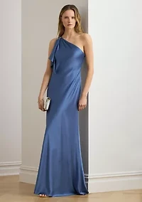 Women's Satin Charmeuse One-Shoulder Gown