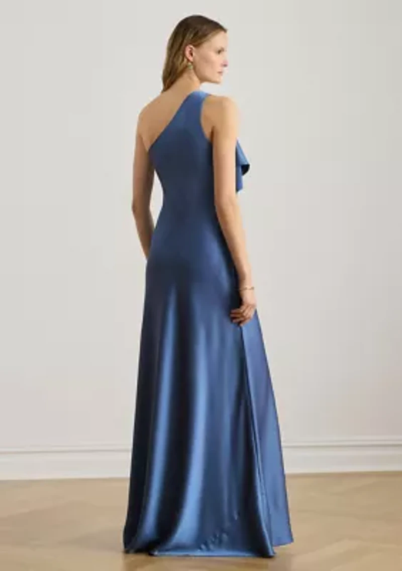 Women's Satin Charmeuse One-Shoulder Gown