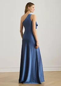 Women's Satin Charmeuse One-Shoulder Gown