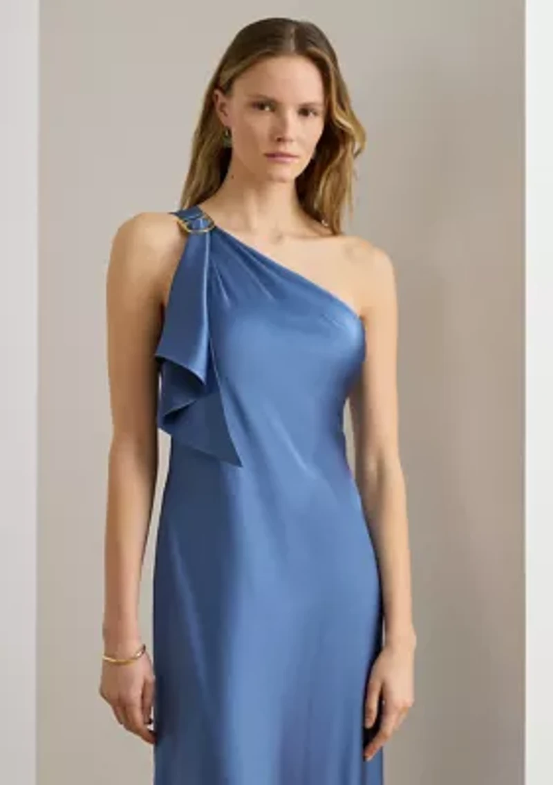 Women's Satin Charmeuse One-Shoulder Gown
