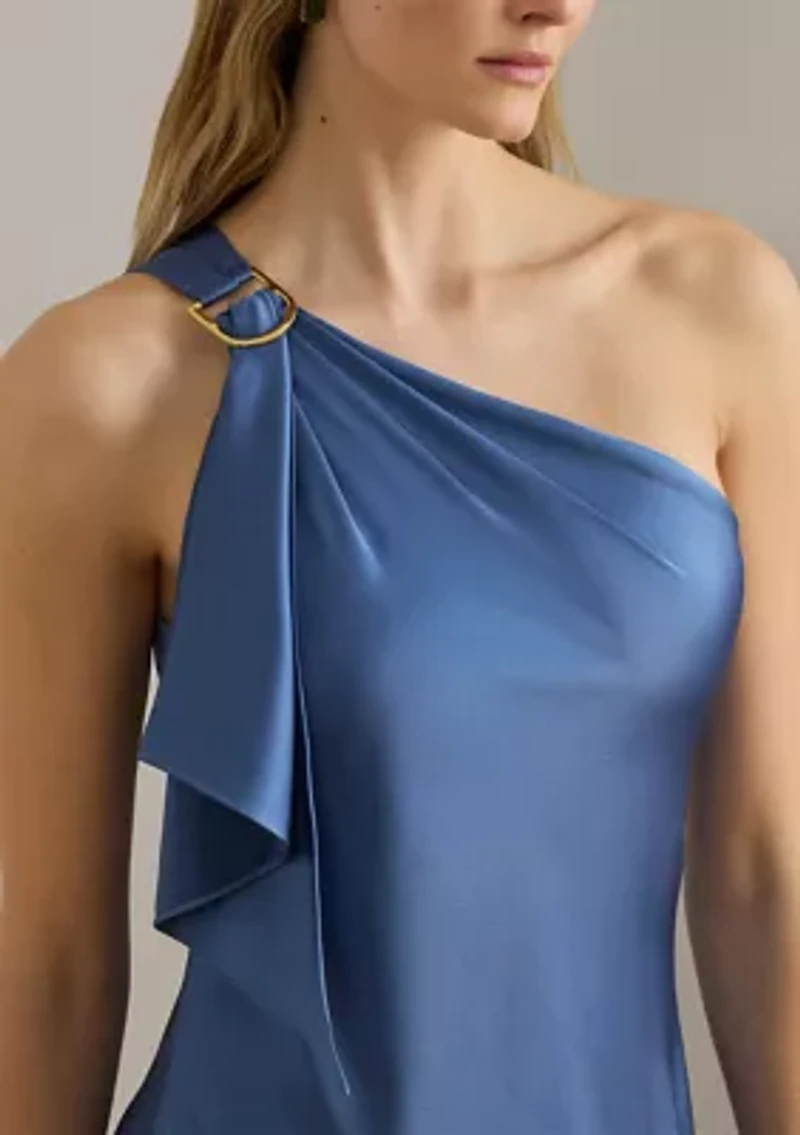 Women's Satin Charmeuse One-Shoulder Gown