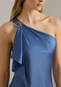 Women's Satin Charmeuse One-Shoulder Gown