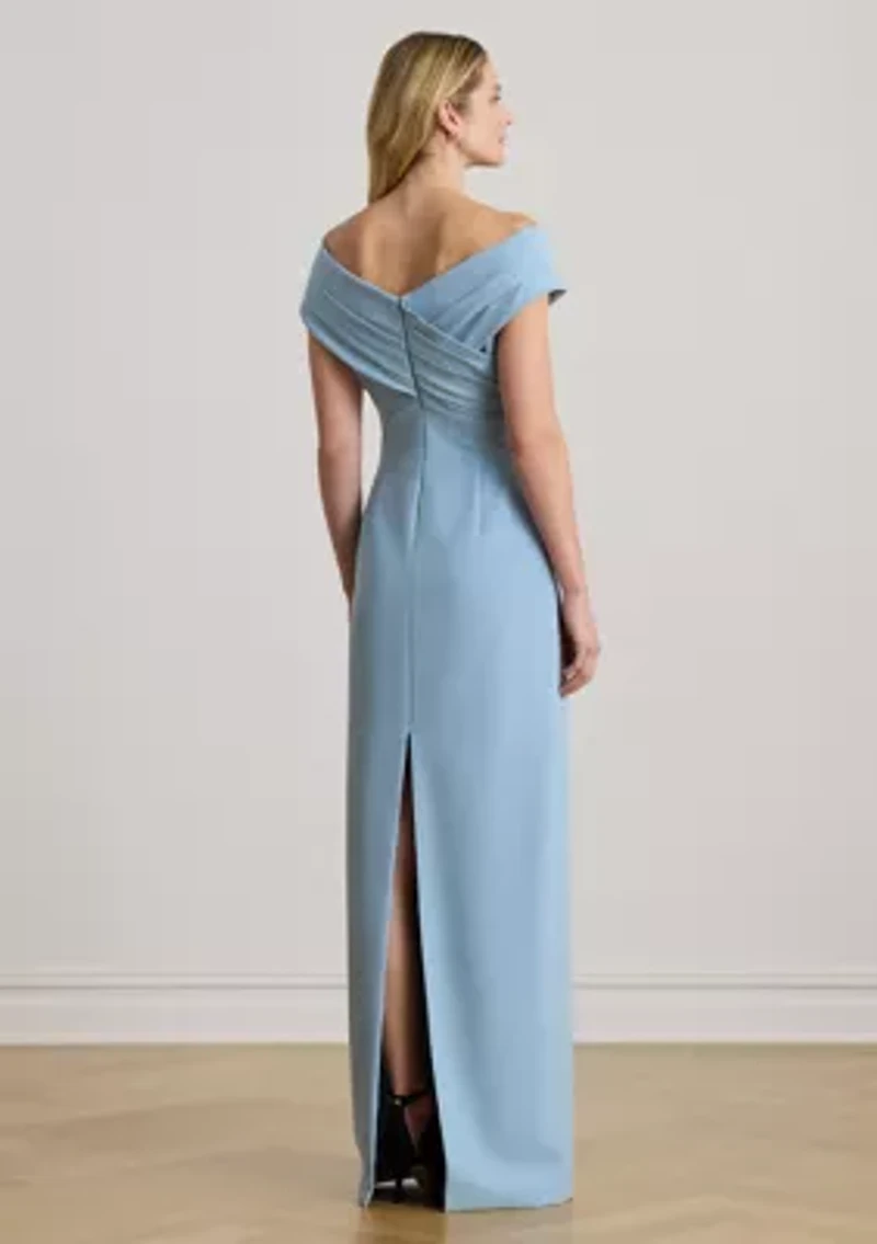 Crepe Off-the-Shoulder Gown
