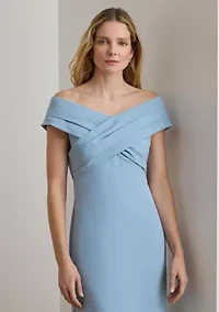 Crepe Off-the-Shoulder Gown