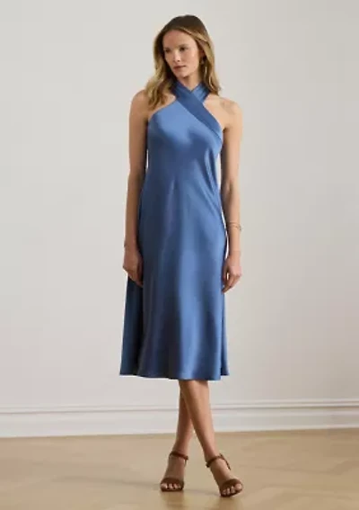 Satin Charmeuse Halter Cocktail Dress