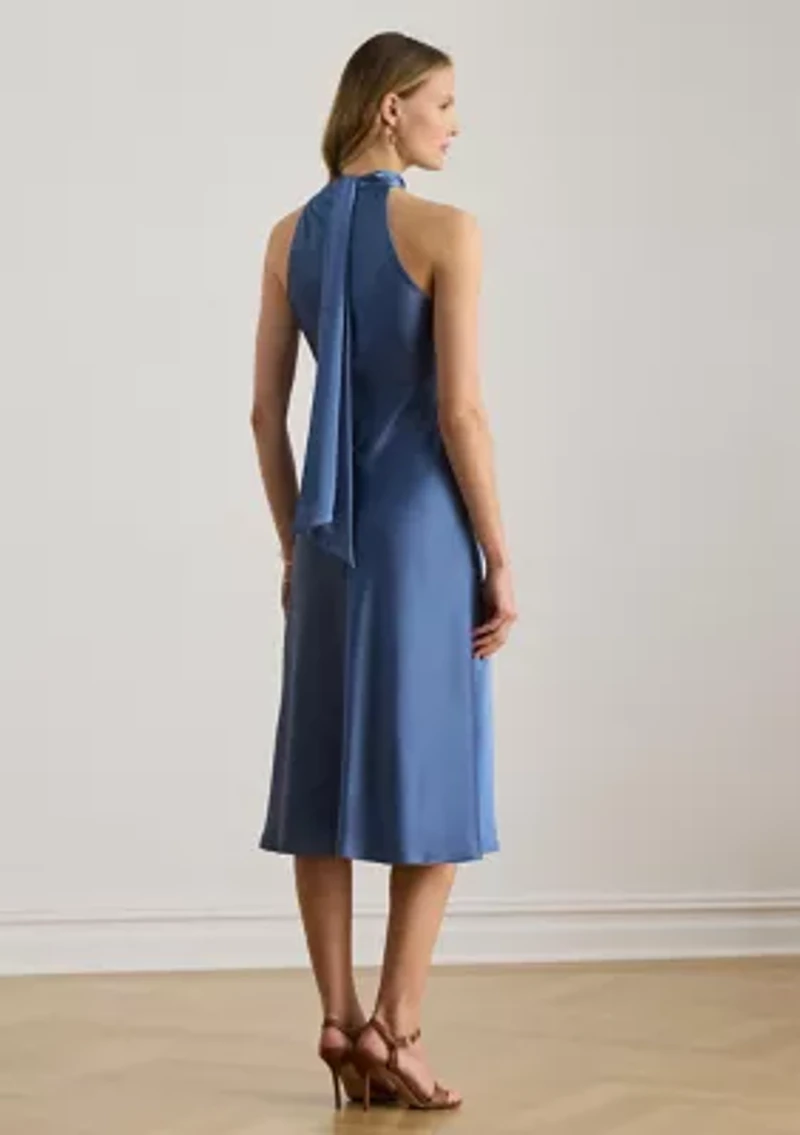 Satin Charmeuse Halter Cocktail Dress