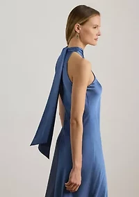 Satin Charmeuse Halter Cocktail Dress