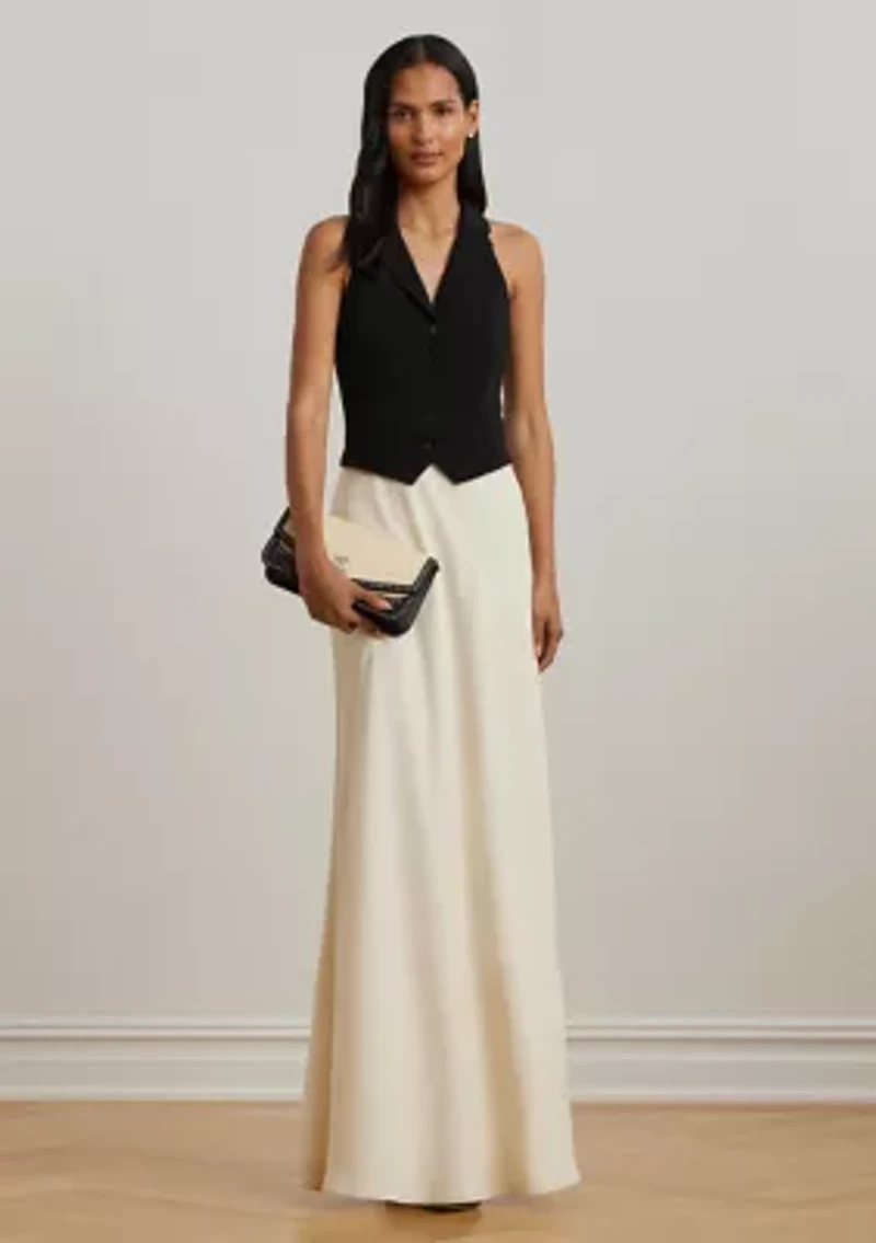 Women's Two-Tone Crepe Sleeveless Gown