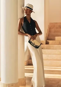 Women's Two-Tone Crepe Sleeveless Gown
