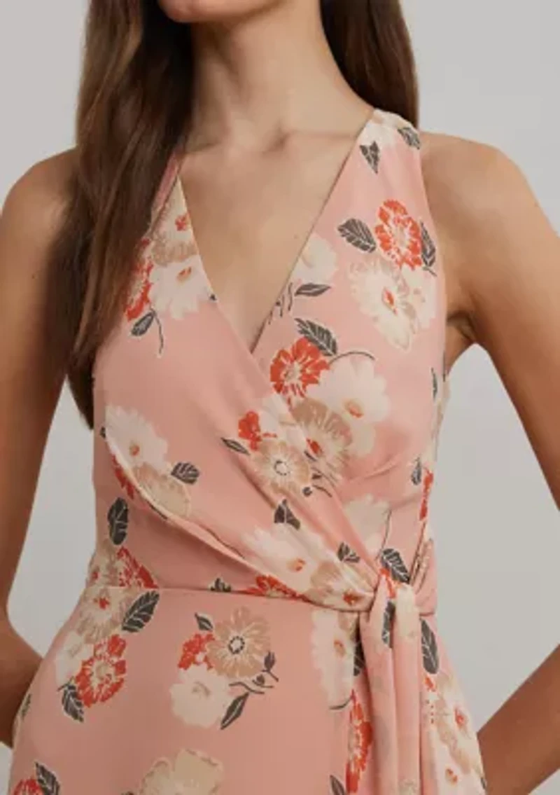 Floral Ruffle Trim Georgette Gown