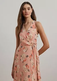 Floral Ruffle Trim Georgette Gown