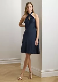 Charmeuse Halter Cocktail Dress