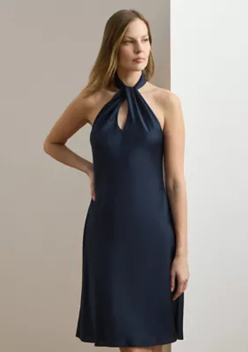 Charmeuse Halter Cocktail Dress