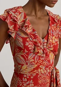 Women's Floral Belted Crinkle Georgette Gown