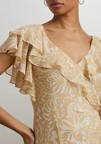 Floral Ruffle Trim Georgette Gown