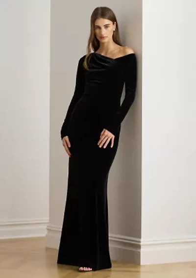 Women's Velvet Asymmetrical Gown