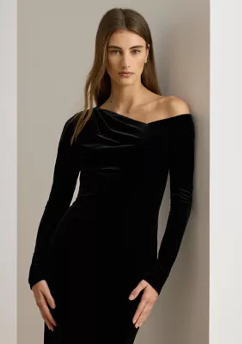Women's Velvet Asymmetrical Gown