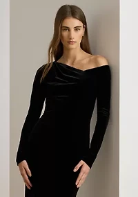 Women's Velvet Asymmetrical Gown