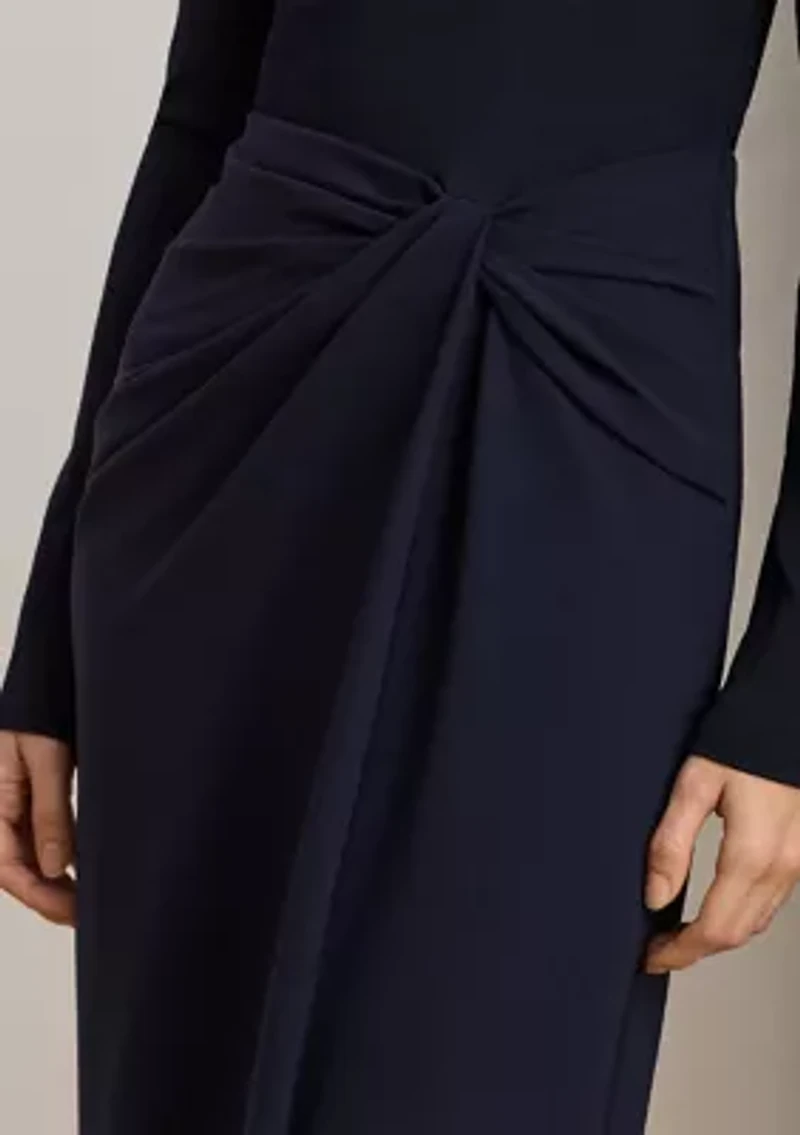 Rib-Knit & Crepe Off-the-Shoulder Gown