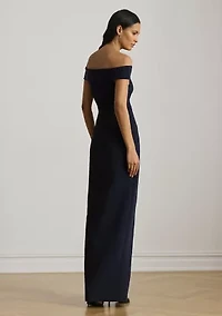 Crepe Off-the-Shoulder Gown